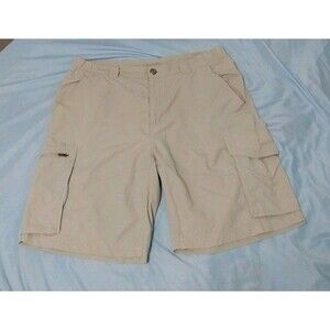 Columbia Cargo Shorts Men 36 Tan Omni-Shade Hiking Outdoor Ripstop Utility